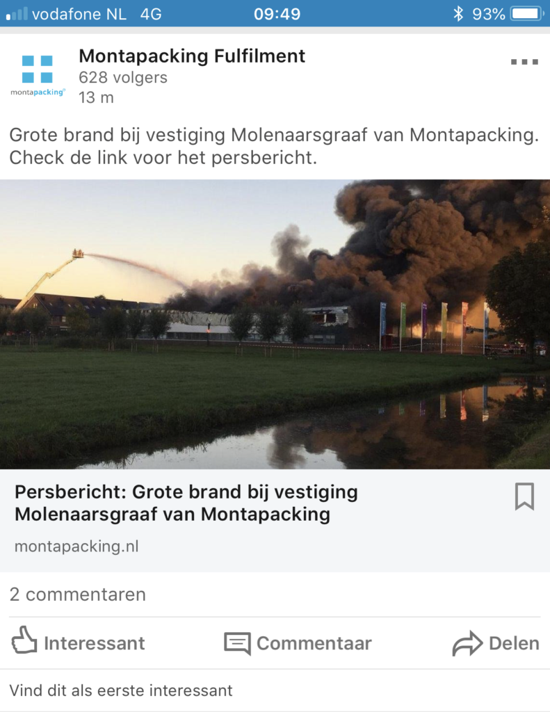 Brand Montapacking Molenaarsgraaf