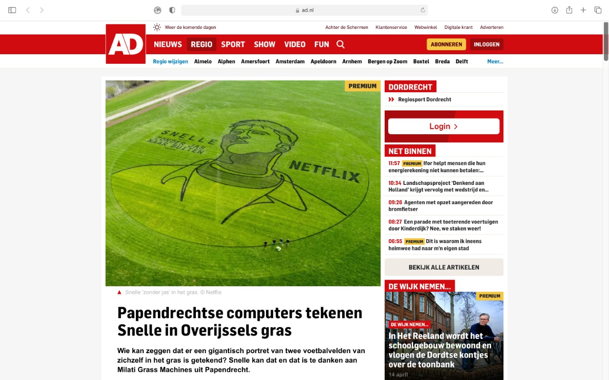 Screenshot van artikel AD De Dordtenaar